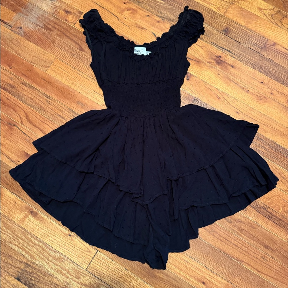 Princess Polly Black Tiered Jumper Size 4